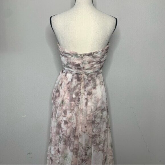 Jenny Yoo Strapless Sweetheart Floral Chiffon Maxi Gown - Picture 11 of 15